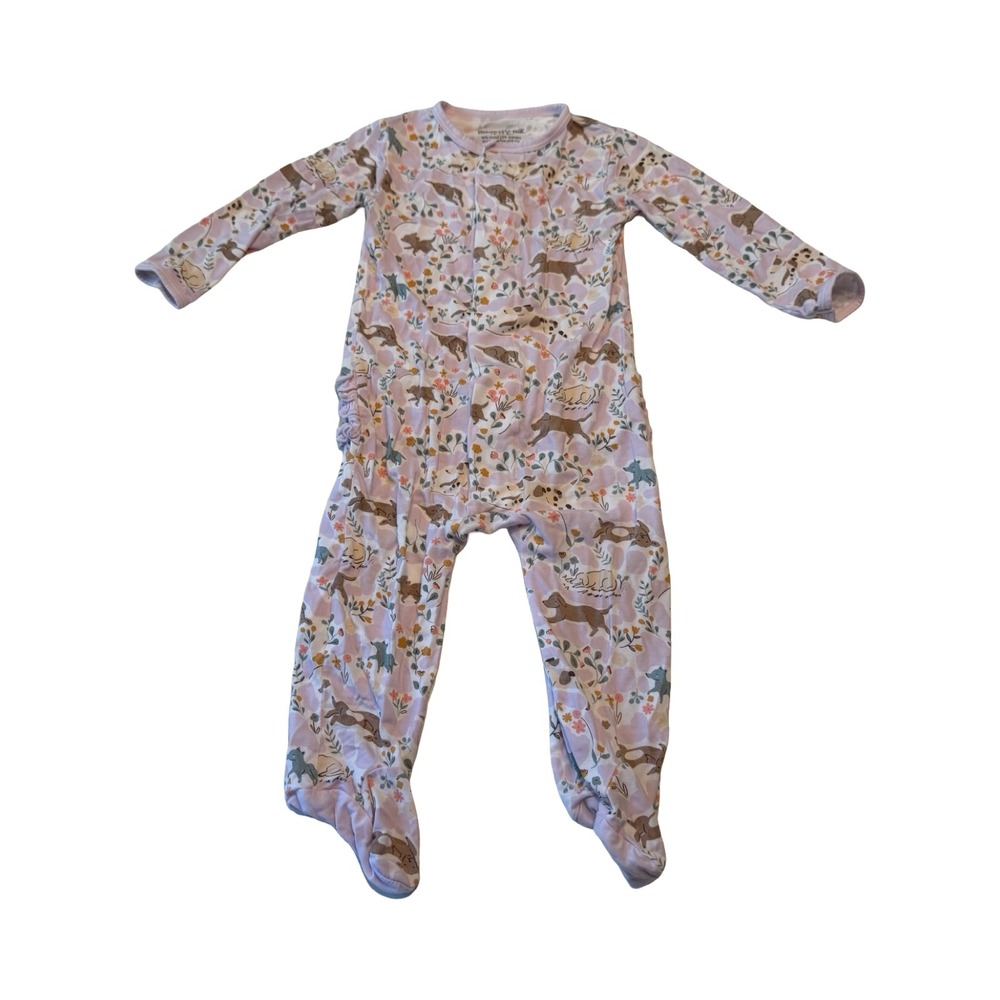 Magnetic Me Dog Floral Lavender Modal Magnetic Footie Pajama 6/9M Ruffle Butt